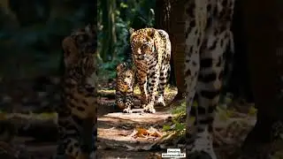 Adorable Leopard Family Stroll: Mother Leopard and Cubs Walking in the Wild!