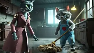 The Sad Life of a Cat Forced to Work Like a Servant 😢🐱