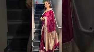 Wine Handloom Banarasi Mashru Silk Plain Saree WhatsApp +917738869115
