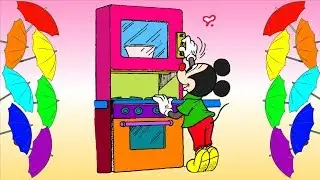 Learn colors with Mickey Mouse on Kitchen Coloring Pages. Learning Video for kids children toddlers