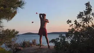 Poi dance on cliff in Prvič Luka to Weekend
