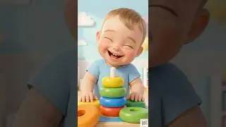 Baby Learning 1 To 4 with Stacking Rings 🌈 #cute #shorts  #learnnumbers