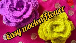 Easy woolen Flower making | easy corchet Rose Beautiful Flower 🌹