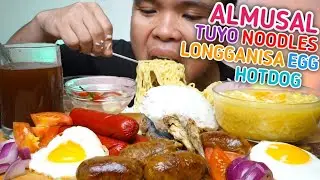 ALMUSAL TUYO NOODLES EGG LONGGANISA HOTDOG KAMATIS AT SIBUYAS NA MAHAL