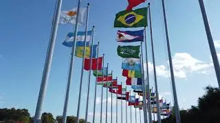 【4K. Seoul】 Multi-national flags waving in the strong wind