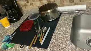 Showcasing Large Dish Drying Mat with Silicone Faucet Mat