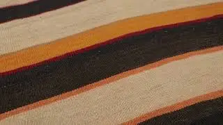 Vintage Persian Tribal Kilim in Charcoal and Orange Stripes - Rug & Kilim -35542