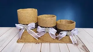 DIY - Pen holder with jute and paper tubes - Craft Home decoration ideas