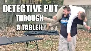POLICE OFFICER PUT THROUGH A TABLE! Grim Vs Ultimo Backyard Wrestling Match!