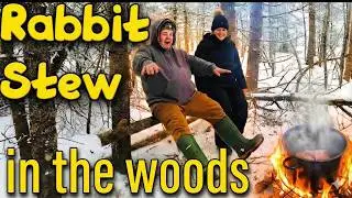 Rabbit Stew Over an Open Fire | Winter Camp Cooking