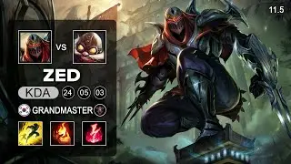 Zed Mid vs Corki - KR Grandmaster Patch 11.5