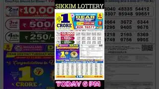 Sikkim State Lottery Today 6PM  Result #sikkimstatelottery #eveninglottery