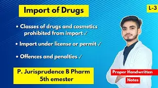 L-3। U-1। Import of Drugs in Jurisprudence। Classes of drugs and cosmetics prohibited from import।