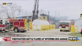 Crews respond to fire at Wyoming school bus garage