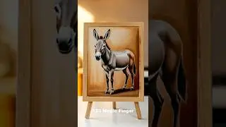 123 Magic Finger | Drawing & Painting the Donkey  🖌✨ #satisfying #art