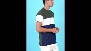 Men Colorblock Round Neck Cotton Blend Multicolor T-Shirt