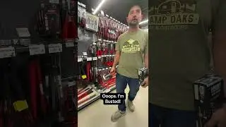 Husband at the tool store. Budget control.