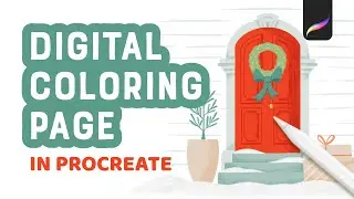 Holiday Coloring Page in Procreate | Color a Festive Front Door