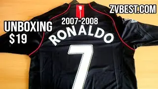 Manchester United 2007-2008 Away Black Retro Soccer Jersey Unboxing