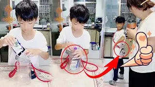 The bag my son made himself is quite practical😂【Little Yang Show】#Family fun #Mother-son daily