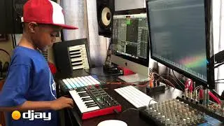 DJ Arch Jnr Creating a House Beat In His Mini Studio Setup (7yrs old)