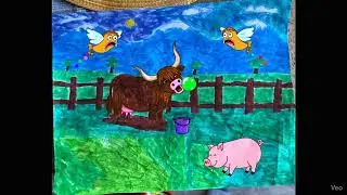 Highland cow farts, vomits and burps geese is sick. Pig laughs. Highland cow drinks rainbow milk.💩🤢