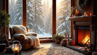 ❄️ Cozy Fireplace & Gently Falling Snow | The Ultimate Winter Relaxation Atmosphere