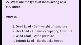 Types of load acting on structure
