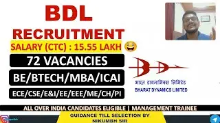 BDL MANAGEMENT TRAINEE RECRUITMENT 2026 | LATEST PSU JOBS WITHOUT GATE EXAM #bdl #job
