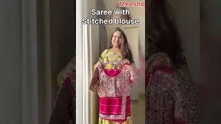 🤩real mirror work🫰 stitched blouse and saree l viral saree🧿new meesho saree haul #meeshocreator🥳