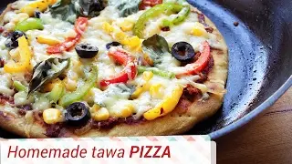 Homemade Veg Pizza -  No Oven, No Yeast!! Vegetarian Pizza