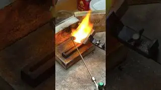 Melting Gold with a Smiths Torch and Pouring into Graphite Ingot Mould