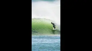 Surfing a Green Backlit Barrel in California