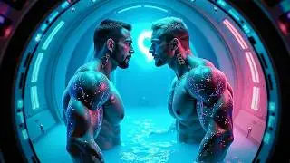Hot Muscular Gay Men Kissing in Outer Space #bodybuilders #love
