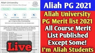 Aliah University Pg Merit List Update All Course Release 😱