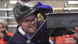 Australian Prime Minister Scott Morrison blinds himself