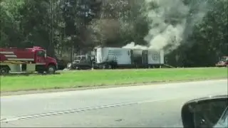 Tractor trailer fire stops traffic on I-20 for two hours