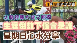 尖酸評擊大佬又唔撐，生涯倒數下個會是誰，星期日心水分享，1月18沙田日賽