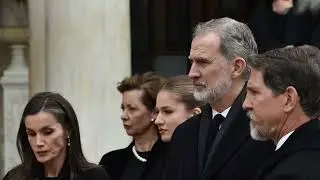 Princess leonor amd infanta sofia at funeral of their great aunt