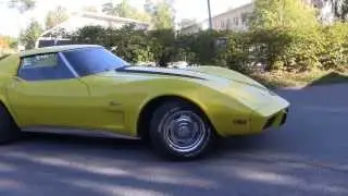 Yellow Corvette C3 1976 last start before going to winter storage