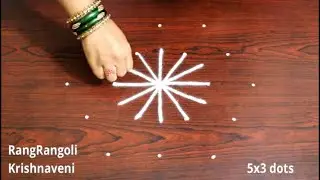 Independence day Special Rangoli💐5x3 dots Independence day Kolam💐RangRangoli Krishnaveni