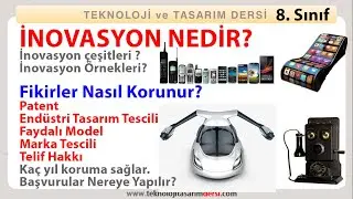 İnovasyon nedir, İnovasyon &ccedil;eşitleri, Fikirler nasıl korunur? Patent... Teknoloji Tasarım 8. Sınıf