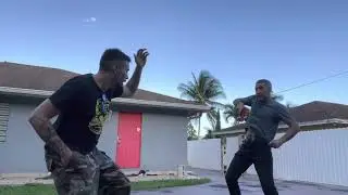 Gun disarm using Knife and grappling