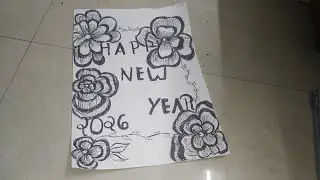 Happy new year design drawing with black ink pen subscribe for Ashwini drawing Art 2 