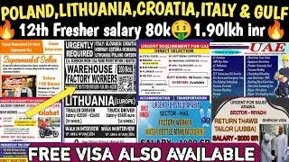 Fresher Don't Miss This Golden Chance|Today Free & High Salary Job in Europe🌍 And Gulf Country 2024