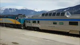 Aikenknees Railway #300 - Making Up VIA #6 in Jasper, AB.  April 7, 2022