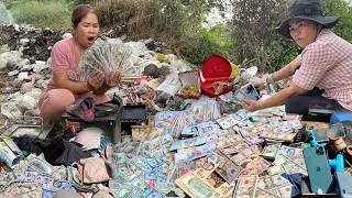Amazing Lucky Girl Found A lot Money $ and good thing at Trash Place - treasure found at landfill