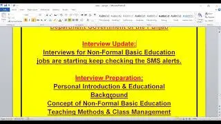 Breaking News ~ Literacy & Non Formal Education Interview Jobs & Interview Questions