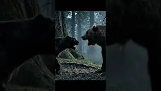 Scary Fight between panther and bear #wildlife#fight#panther#bear#fyp#shorts#jungle#viralshorts#upsc