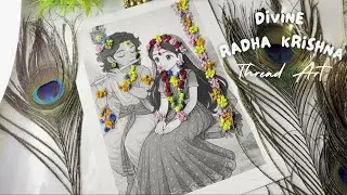 Colorful Thread Art on Radha Krishna Portrait - AMAZING Result!